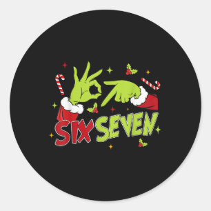 Sticker Rond 67 Meme humour 6-7 Drôle Six Sept Noël