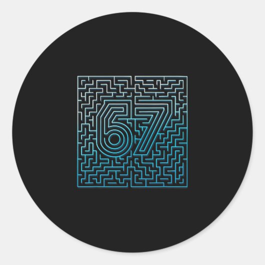 Sticker Rond 67 Meme Labyrinthe Caché Gen Z Alpha 6 7 (Devant)