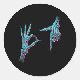 Sticker Rond 67 Meme Main de squelette 6 7 Halloween Six Sept D