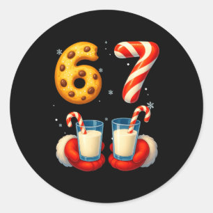 Sticker Rond 67 Meme Noël Cookie Canne à Sucre Drôle Six Sept