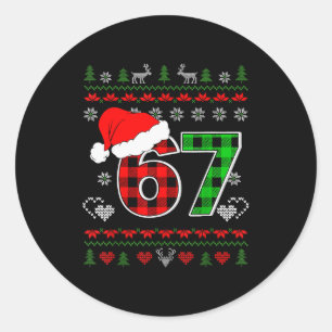 Sticker Rond 67 Meme Noël Six Seven Xmas Sweat Ugly Noël Hommes