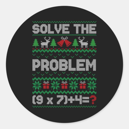 Sticker Rond 67 Meme Pemdas Math Joke Teacher Ugly Christmas Sw (Devant)