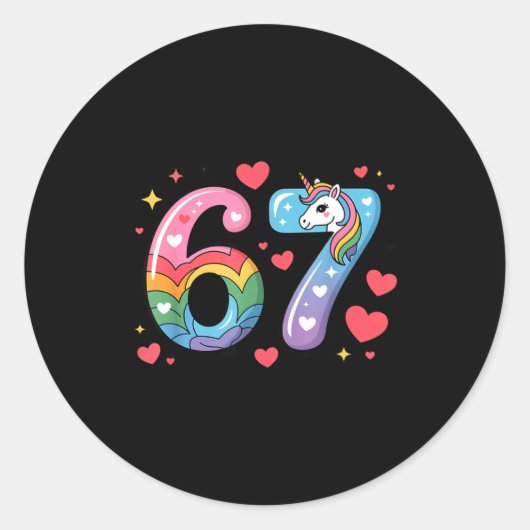 Sticker Rond 67 Meme Shirt Number Funny Six Seven 6 7  (Devant)
