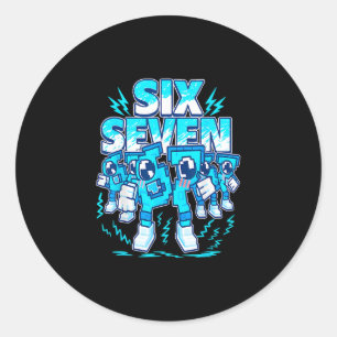 Sticker Rond 67 Mème Six Sept 6 7 Cerveau Italien Anniversaire 