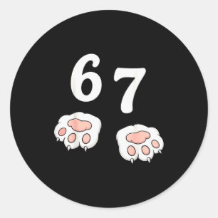 Sticker Rond 67 Mème Six Sept 6 7 Chemise Mème Drôle Chat 67 