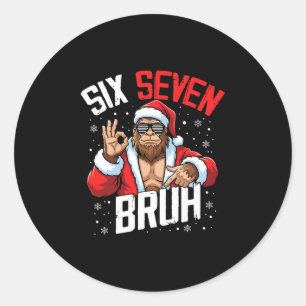 Sticker Rond 67 Mème Six Sept Bruh Bigfoot Santa 6 7 Drôle De N