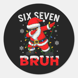 Sticker Rond 67 Mème Six Sept Bruh Dabbing Père Noël Drôle Noël
