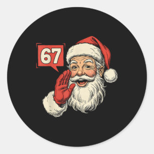 Sticker Rond 67 Mème Six Sept Santa Noël Drôle Génération Z Alp