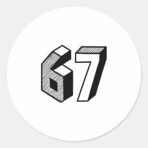 Sticker Rond 67 Meme Six Seven 6-7 Blague drôle d'Internet Vira