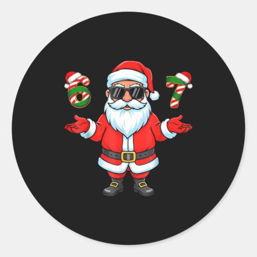 Sticker Rond 67 Meme Six Seven 6 7 Funny Santa Matching Xmas 67 (Devant)