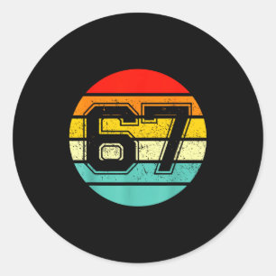 Sticker Rond 67 Meme Six Seven 6 7 Mème Drôle Numéro Vintage
