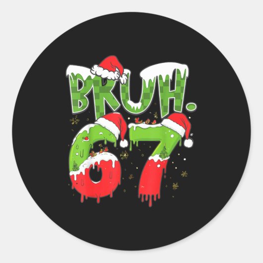 Sticker Rond 67 Meme Six Seven Bruh Funny Number Christmas  (Devant)