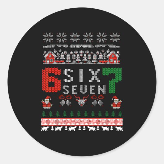Sticker Rond 67 Meme Six Seven Christmas Ugly Sweater For Kids  (Devant)