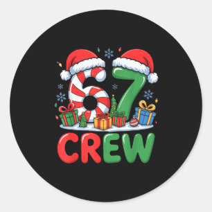 Sticker Rond 67 Meme Six Seven Drôle de Noël Femmes Hommes Garç