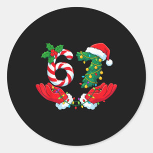 Sticker Rond 67 Meme Six Seven Drôle de Noël Meme Argot Hommes