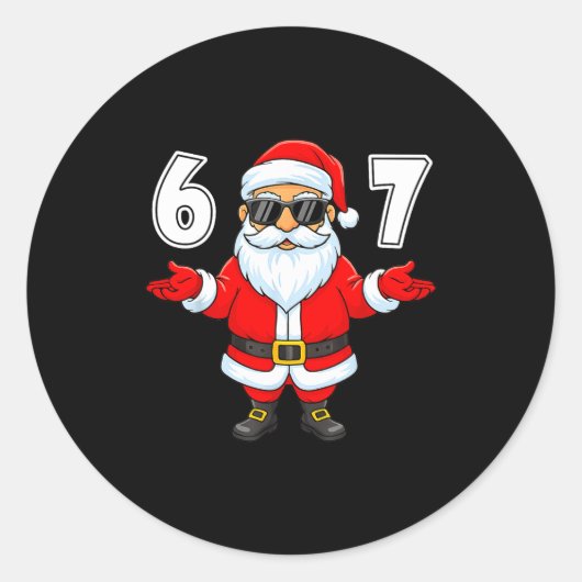 Sticker Rond 67 Meme Six Seven Number 6 7 Funny Santa Xmas Chri (Devant)