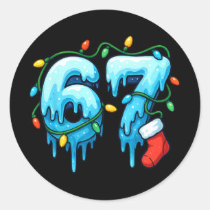Sticker Rond 67 Meme Six Seven Pour Enfants Femmes Hommes Garço