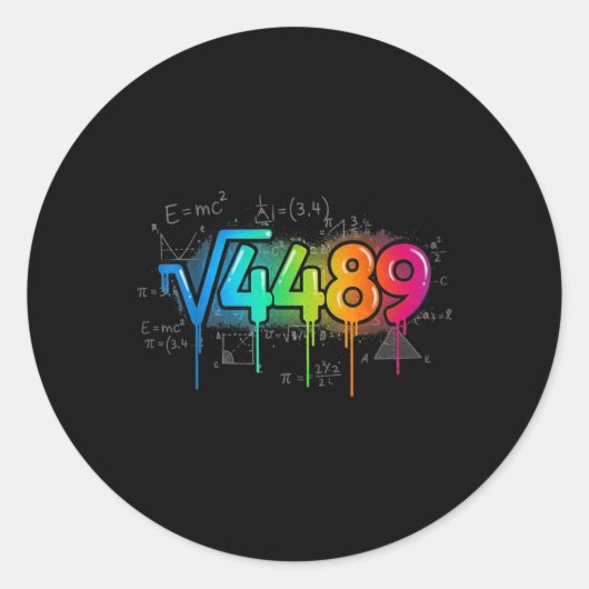 Sticker Rond 67 Meme Square Root 4489 Drip Six Seven Math Teach (Devant)