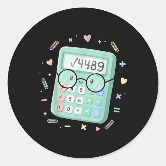 Sticker Rond 67 Meme Square Root 4489 Slang Six Seven Math Calc (Devant)