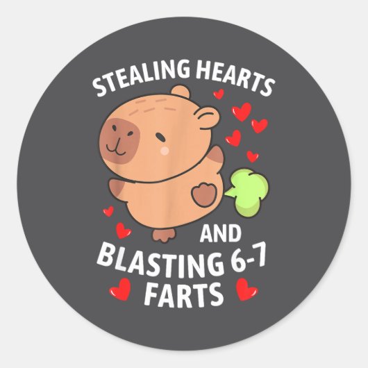 Sticker Rond 67 Meme Stealing Hearts Valentine's Day Capybara K (Devant)