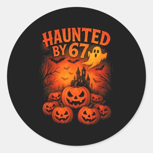 Sticker Rond 67 Meme Trendy Ghost Halloween Funny Six Seven Gen (Devant)