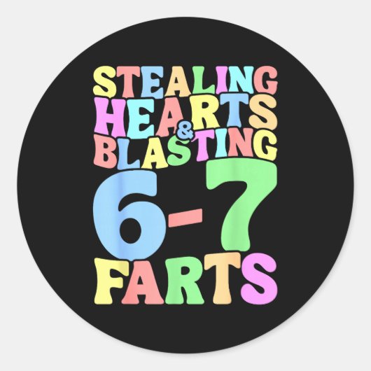 Sticker Rond 67 Meme Valentine's Day Six Seven 6-7 Funny Steali (Devant)