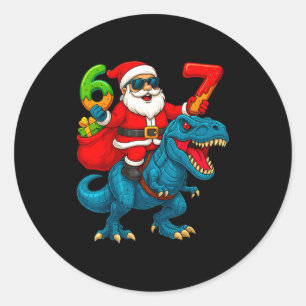 Sticker Rond 67 Noël 6 7 Mème Drôle Santa Six Sept Xmas B