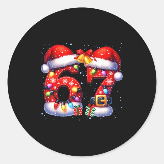 Sticker Rond 67 Noël 6 7 Mème Pyjama Fête Gen Alpha Sl (Devant)