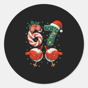 Sticker Rond 67 Noël 6 7 Mème Ski Noël Pyjama d'hiver