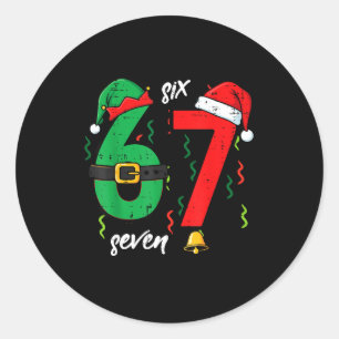 Sticker Rond 67 Noël Drôle 6 7 Mème Six Sept Xmas Garçons Ki