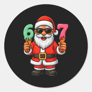 Sticker Rond 67 Noël Drôle Six Sept Crème Glacée Meme 67 Chr