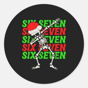 Sticker Rond 67 Noël Drôle Six Sept Mème Brainrot Dabbing