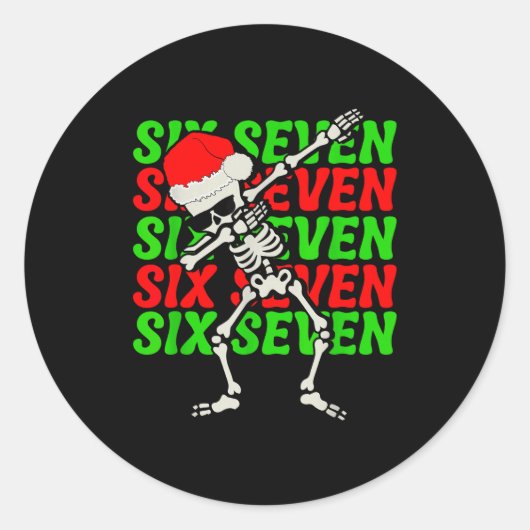 Sticker Rond 67 Noël Drôle Six Sept Mème Brainrot Dabbing (Devant)