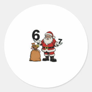 Sticker Rond 67 Noël Drôle Six Sept Meme Brainrot Père Noël C