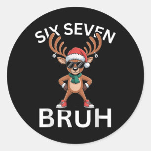 Sticker Rond 67 Noël Drôle Six Sept Mème Brainrot Renne