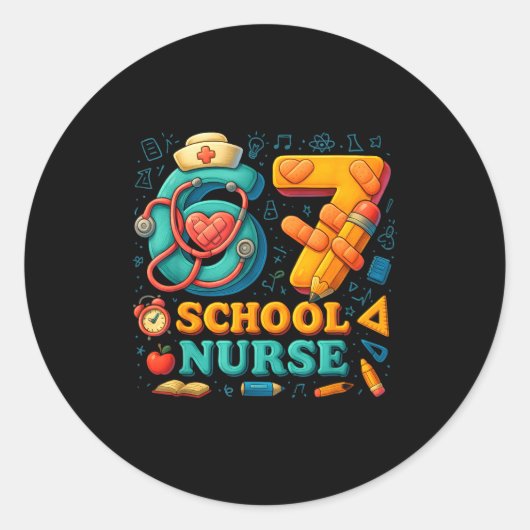Sticker Rond 67 Nurse Days Funny Medical Back To School (Devant)