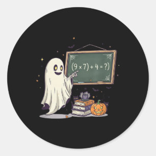 Sticker Rond 67 Prof Halloween Fantôme Six Sept Mème Blague Mat