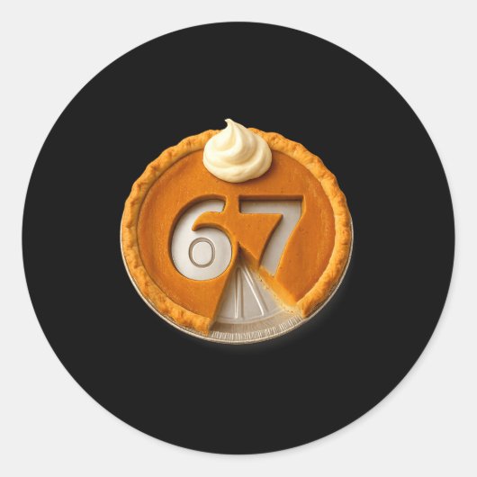 Sticker Rond 67 Pumpkin E Six Seven Thanksgiving Dinner Funny 6 (Devant)