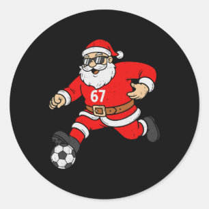 Sticker Rond 67 Santa Foot Six Sept Mème Noël Sport Hommes