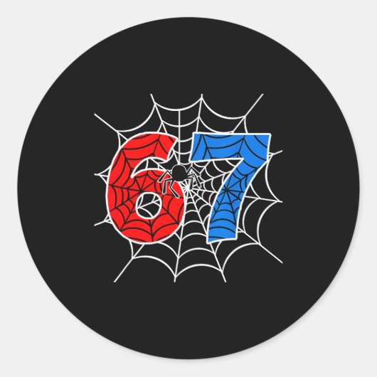 Sticker Rond 67 Sder-web Meme Lover Funny Six Seven Gen Alpha S (Devant)