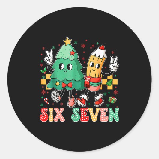 Sticker Rond 67 Shirt For Teachers 67 Meme Six Seven Christmas  (Devant)