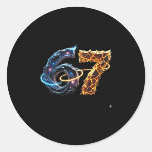 Sticker Rond 67 Six Seven 6 7 Création de Meme Drôle 6 7 4