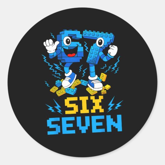 Sticker Rond 67 Six Seven 6-7 Funny Brainrot Meme Teens Gen Alp (Devant)