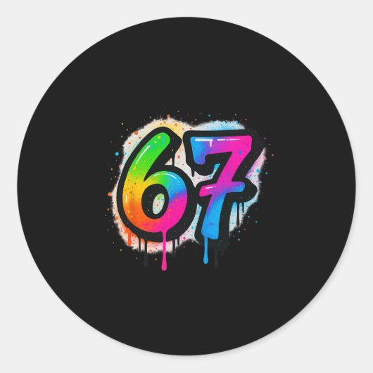 Sticker Rond 67 Six Seven 6 7 Meme Design Funny 6 7 3  (Devant)