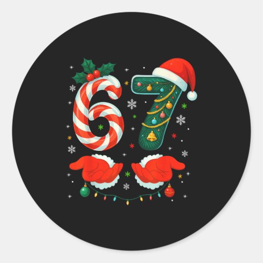 Sticker Rond 67 Six Seven 6 7 Meme Xmas E Couple Christmas Matc (Devant)