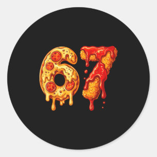 Sticker Rond 67 Six Seven 6-7 Pizza & Poulet Nugget - Enfants