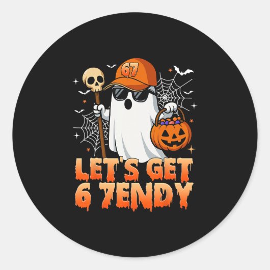 Sticker Rond 67 Six Seven 6 7endy Let's Get Sendy Meme Hallowee (Devant)