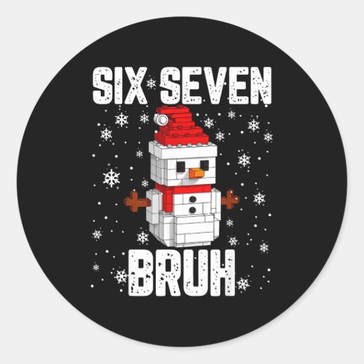 Sticker Rond 67 Six Seven Bruh Snowman Building Blocks Christma (Devant)