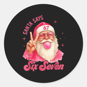 Sticker Rond 67 Six Seven Burh Noël drôle 6 7 Mème Hommes Femme