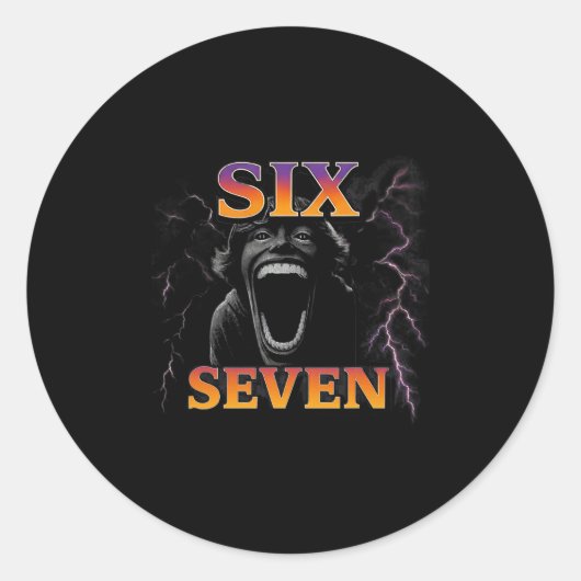 Sticker Rond 67 Six Seven Contrefaçon 6 7 Conception de Meme Dr (Devant)
